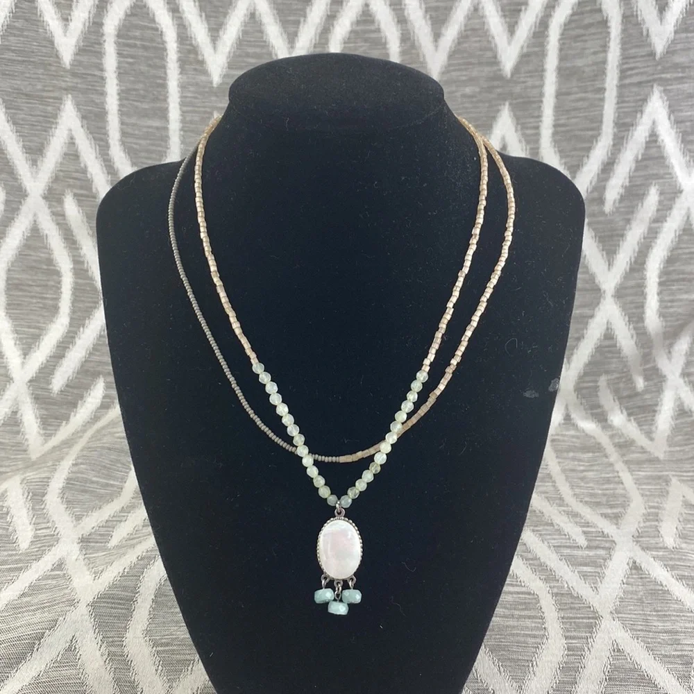 Layered Bohemian Pendant Necklace with Beads - Picture 2 of 3
